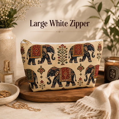 Indian Vintage Traditional Elephant Tapestry Makeup Accessory Pouch