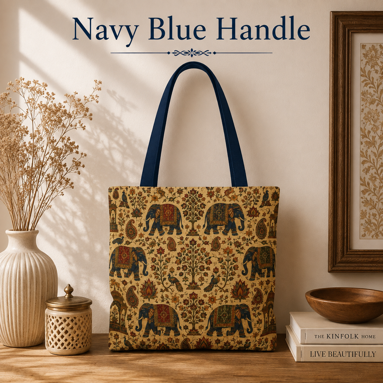 Indian Vintage Traditional Elephant Full Art Tote Bag