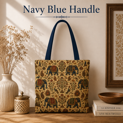 Indian Vintage Traditional Elephant Full Art Tote Bag