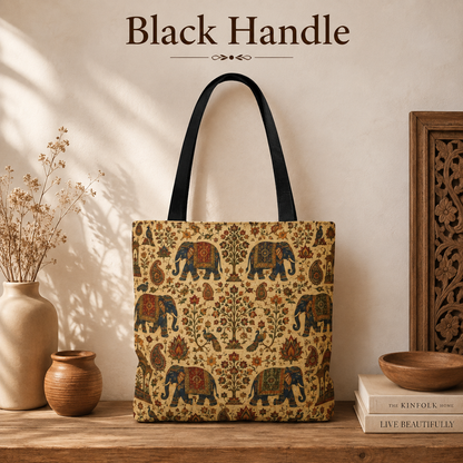 Indian Vintage Traditional Elephant Full Art Tote Bag