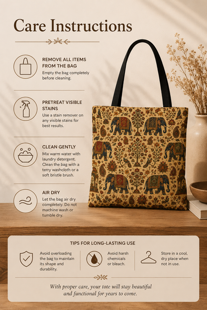 Indian Vintage Traditional Elephant Full Art Tote Bag
