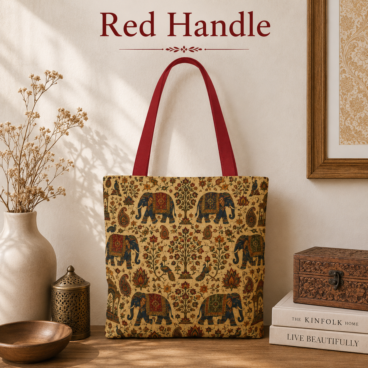 Indian Vintage Traditional Elephant Full Art Tote Bag