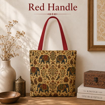 Indian Vintage Traditional Elephant Full Art Tote Bag