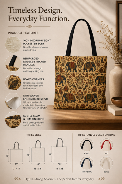 Indian Vintage Traditional Elephant Full Art Tote Bag