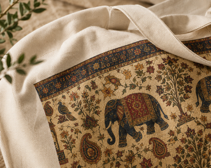 100% Cotton Indian Vintage Traditional Elephant Tote Bag
