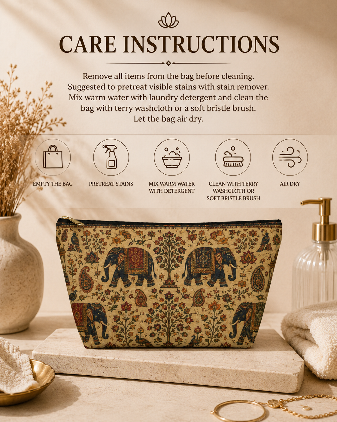 Indian Vintage Traditional Elephant Makeup Accessory Pouch