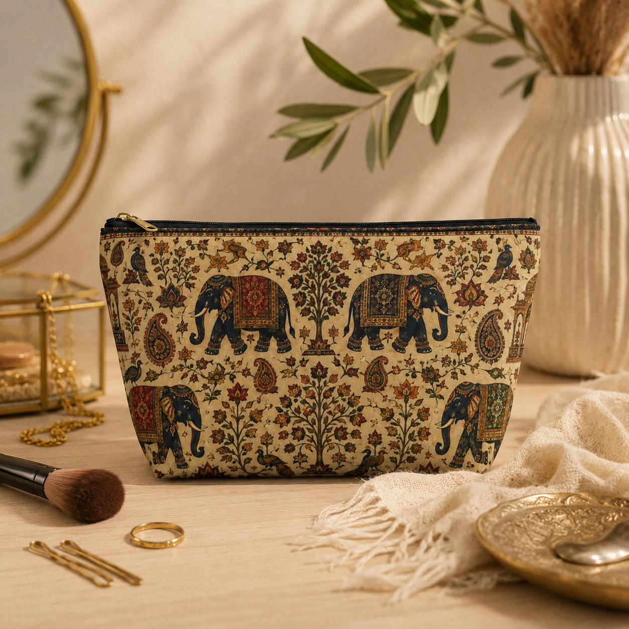 Indian Vintage Traditional Elephant Makeup Accessory Pouch