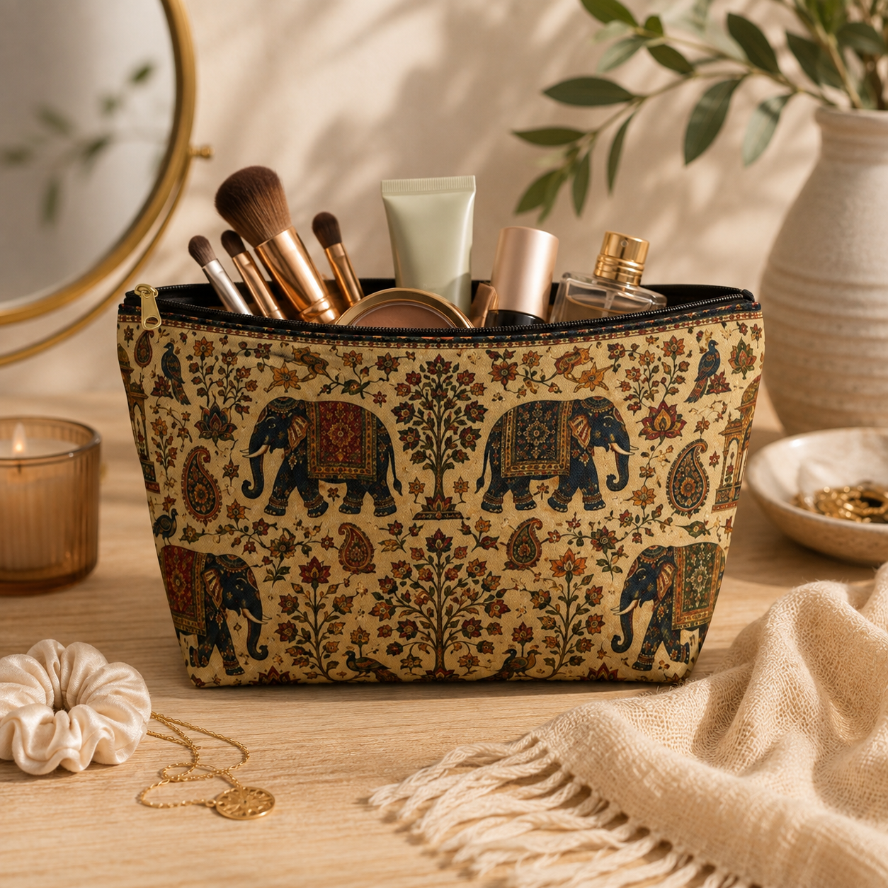 Indian Vintage Traditional Elephant Makeup Accessory Pouch