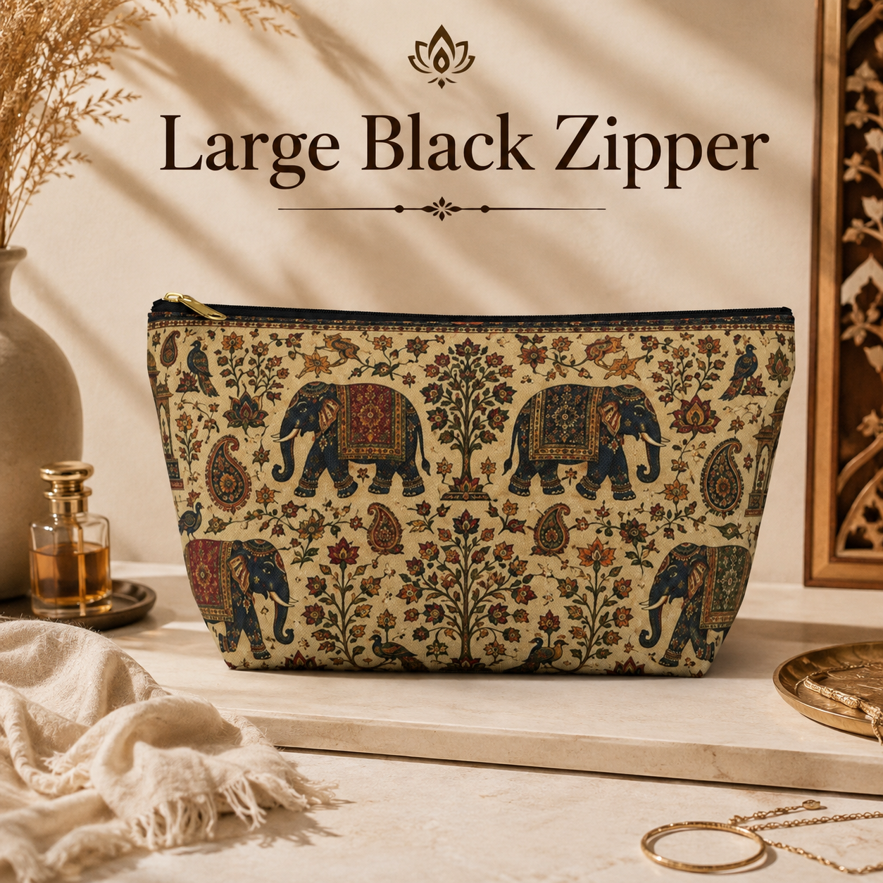 Indian Vintage Traditional Elephant Makeup Accessory Pouch