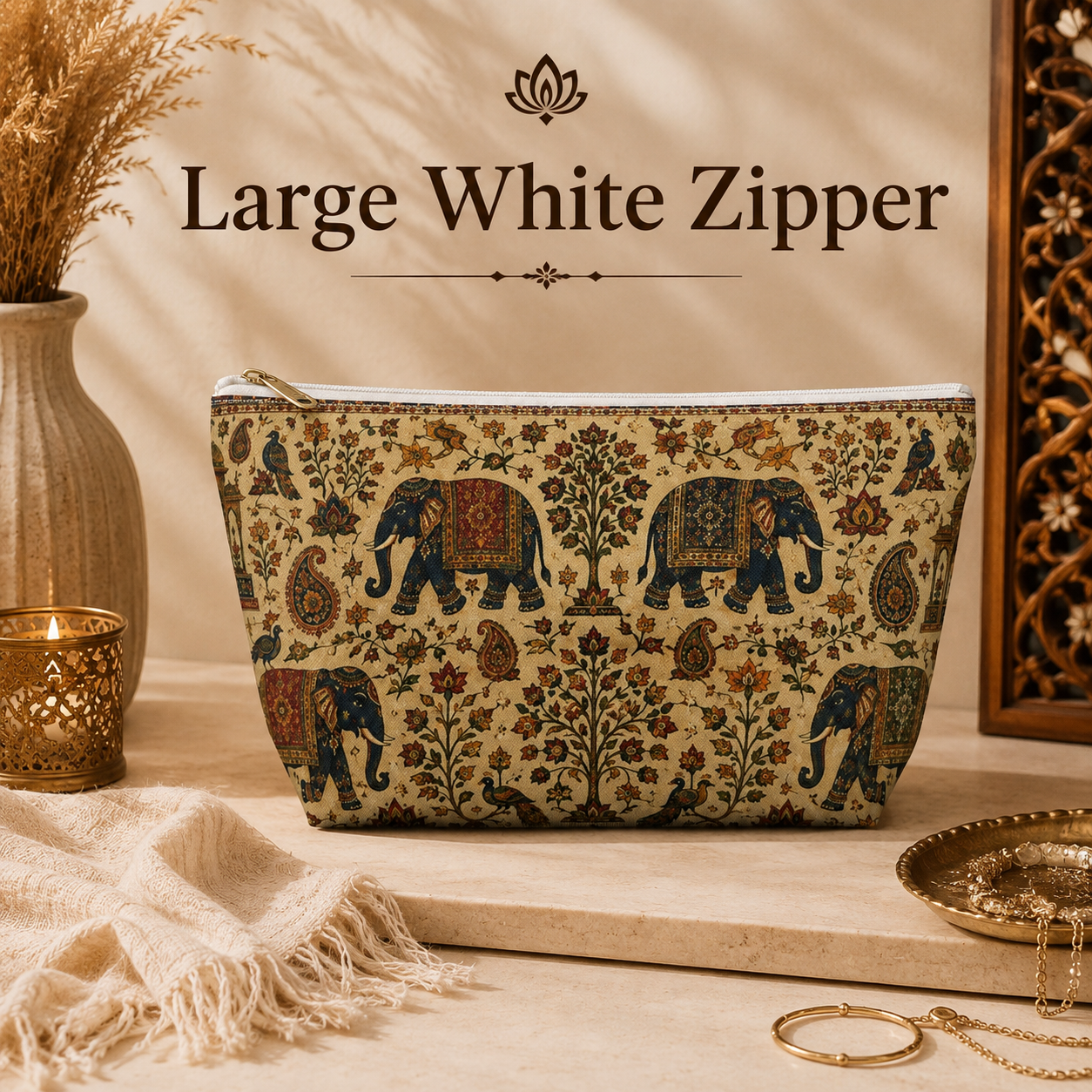 Indian Vintage Traditional Elephant Makeup Accessory Pouch