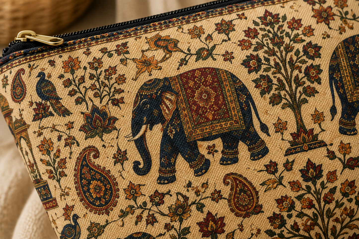 Indian Vintage Traditional Elephant Makeup Accessory Pouch
