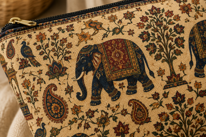 Indian Vintage Traditional Elephant Makeup Accessory Pouch