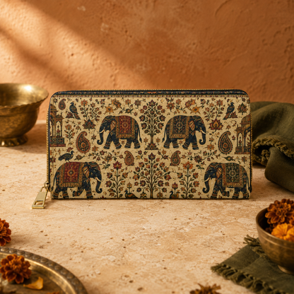 Indian Vintage Traditional Elephant Zipper Wallet