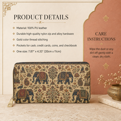 Indian Vintage Traditional Elephant Zipper Wallet