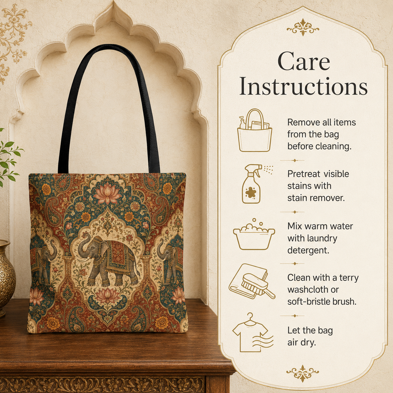 Indian Vintage Tapestry Full Art Tote Bag