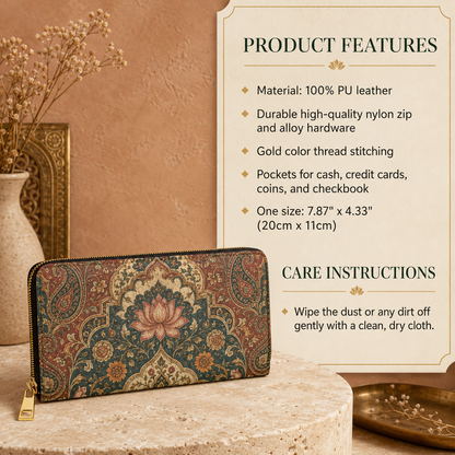Indian Vintage Tapestry Zipper Wallet