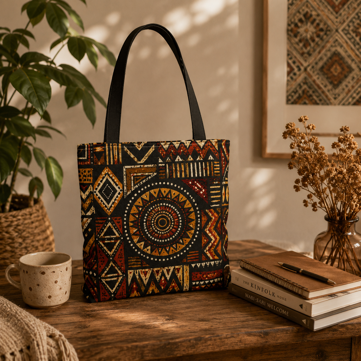 African Tribal Geometric Full Art Tote Bag