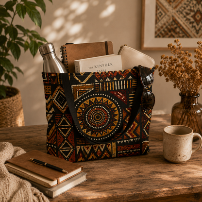 African Tribal Geometric Full Art Tote Bag