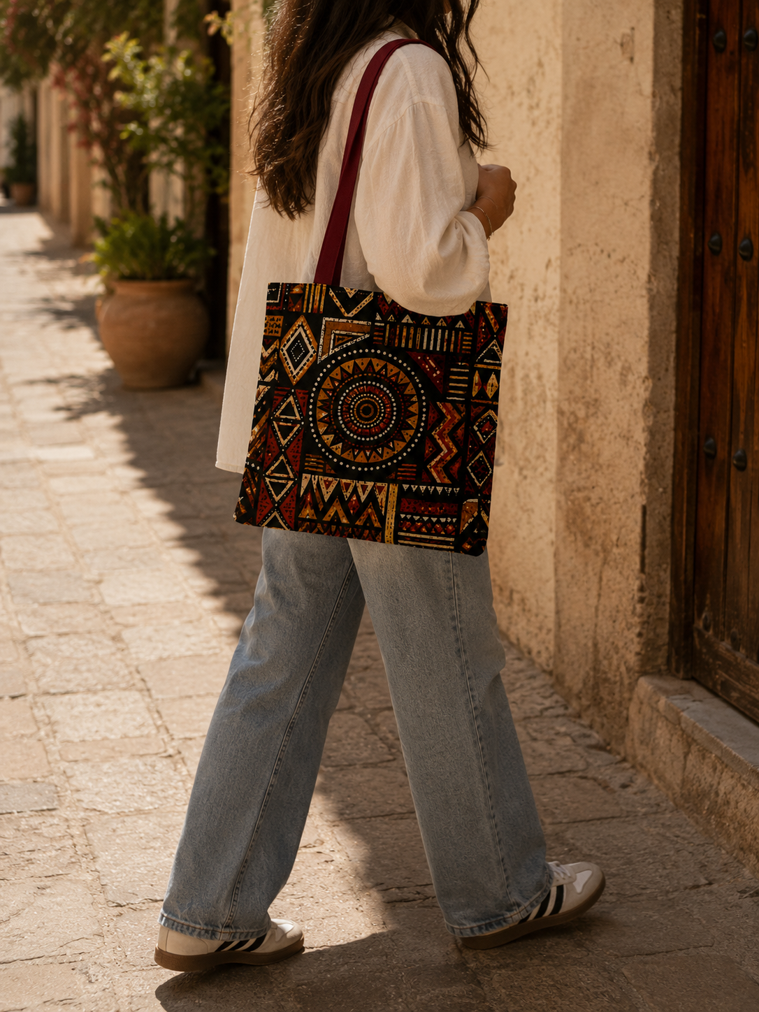African Tribal Geometric Full Art Tote Bag