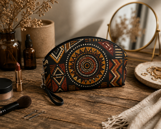 African Tribal Geometric Makeup Bag
