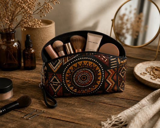 African Tribal Geometric Makeup Bag
