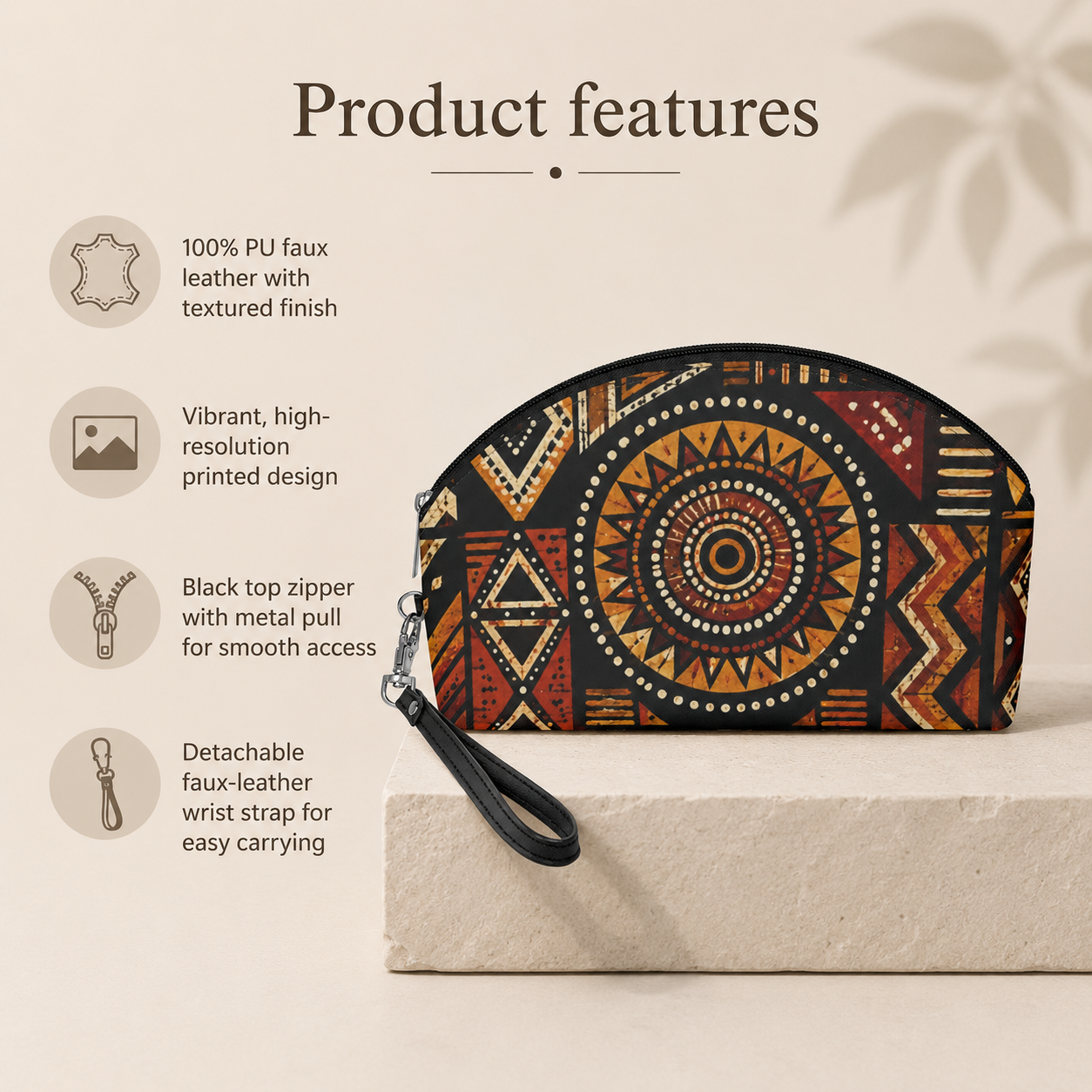 African Tribal Geometric Makeup Bag