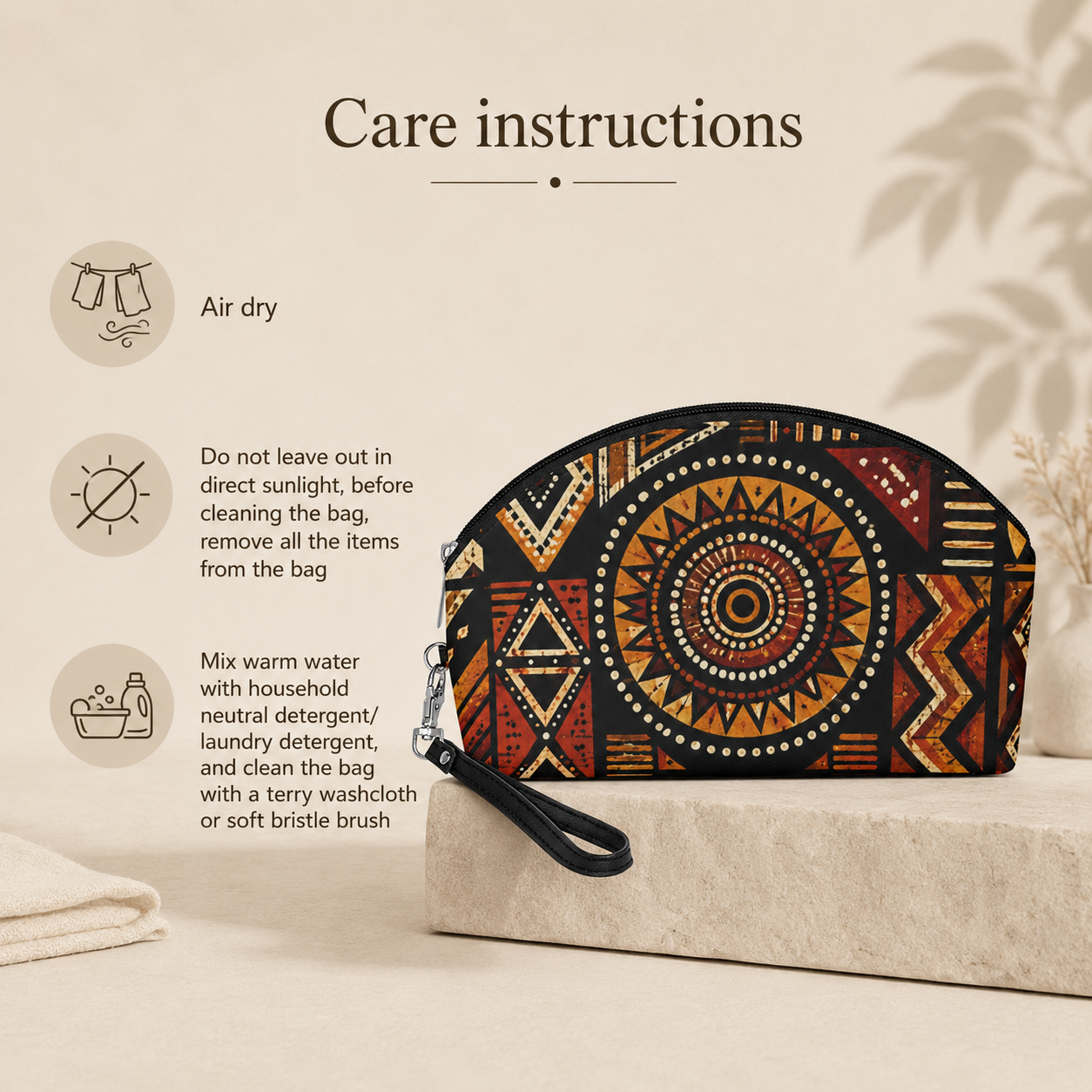 African Tribal Geometric Makeup Bag
