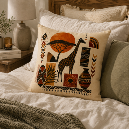 African Safari Giraffe Pillowcase Cover
