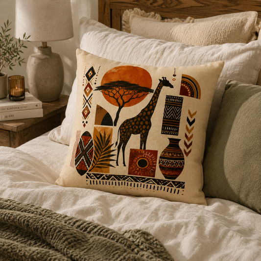 African Safari Giraffe Pillowcase Cover