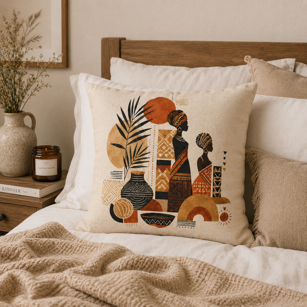 African Silhouette Pattern Pillowcase Cover