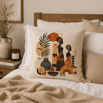 African Silhouette Pattern Pillowcase Cover