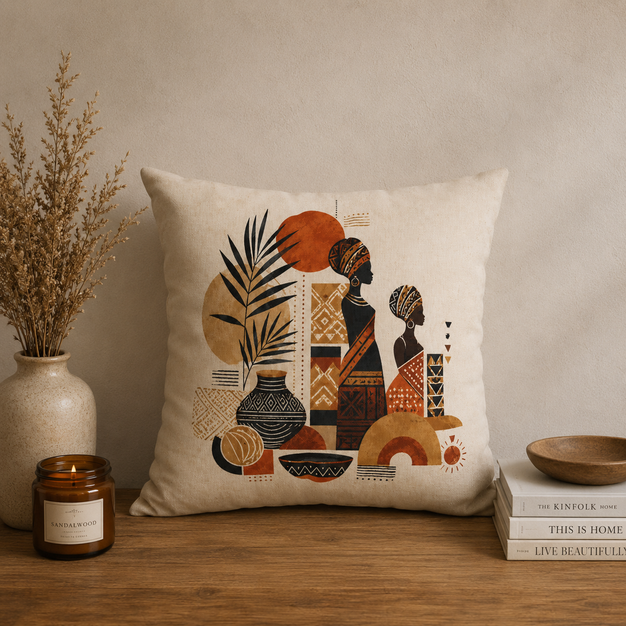 African Silhouette Pattern Pillowcase Cover