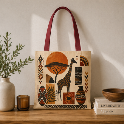 African Safari Giraffe Full Art Tote Bag