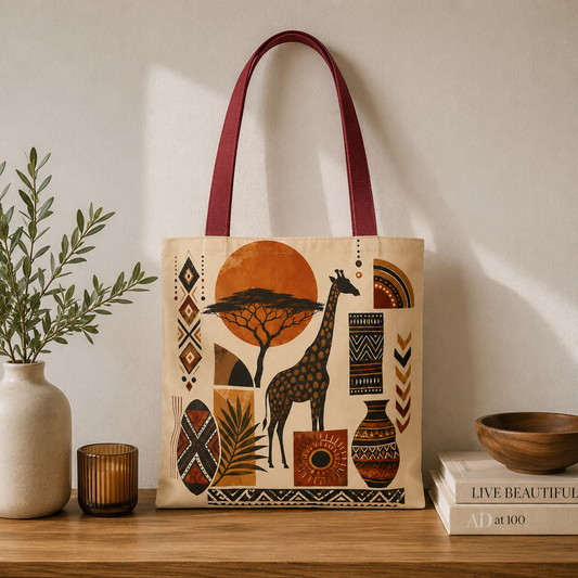 African Safari Giraffe Full Art Tote Bag