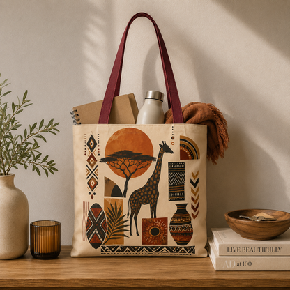 African Safari Giraffe Full Art Tote Bag