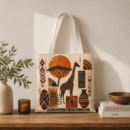 African Safari Giraffe Full Art Tote Bag