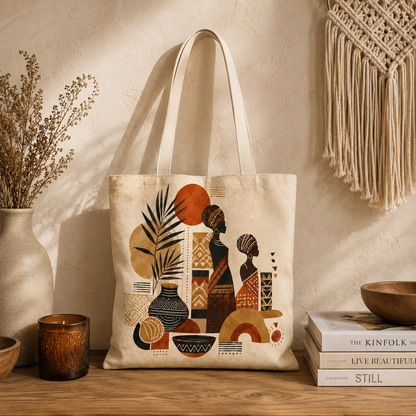 African Silhouette Pattern Full Art Tote Bag