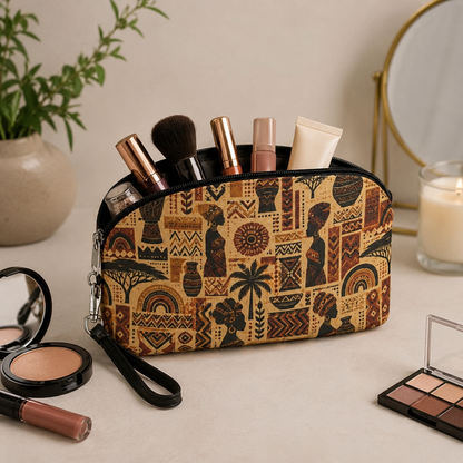African Tribal Ethnic Silhouette Cosmetic Makeup Pouch