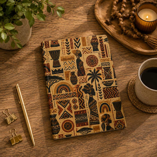 African Tribal Ethnic Silhouette Pattern Hardcover Journal