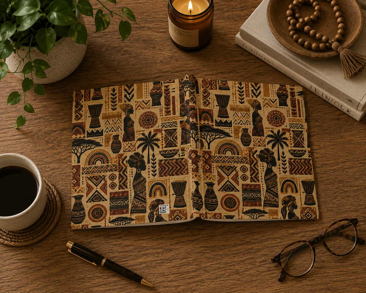 African Tribal Ethnic Silhouette Pattern Hardcover Journal