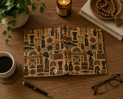 African Tribal Ethnic Silhouette Pattern Hardcover Journal