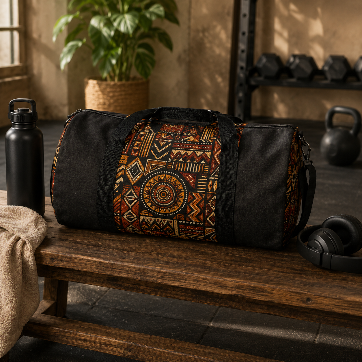African Tribal Geometric Gym Duffel Bag