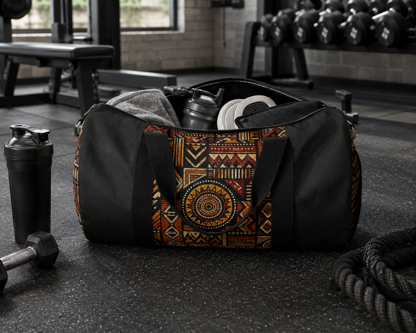 African Tribal Geometric Gym Duffel Bag