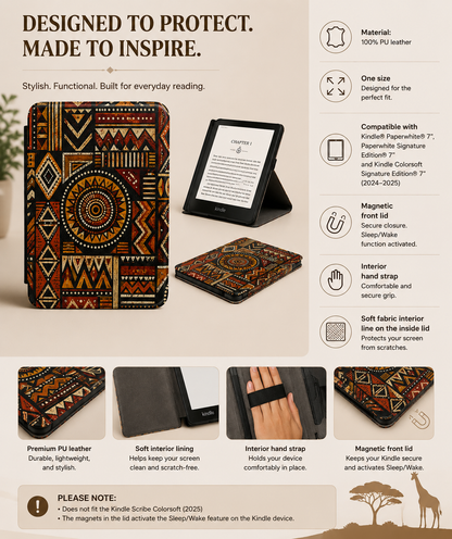 African Tribal Geometric Kindle Case