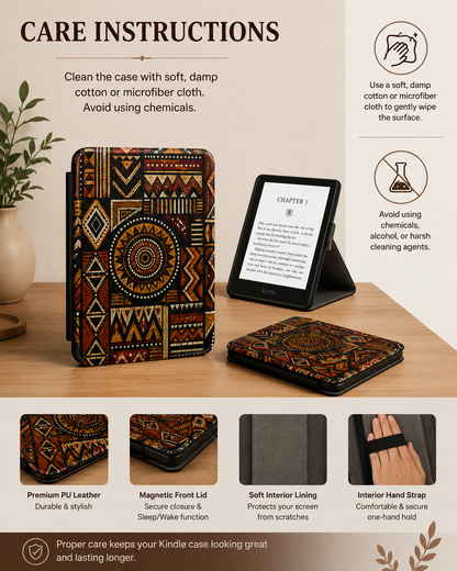 African Tribal Geometric Kindle Case