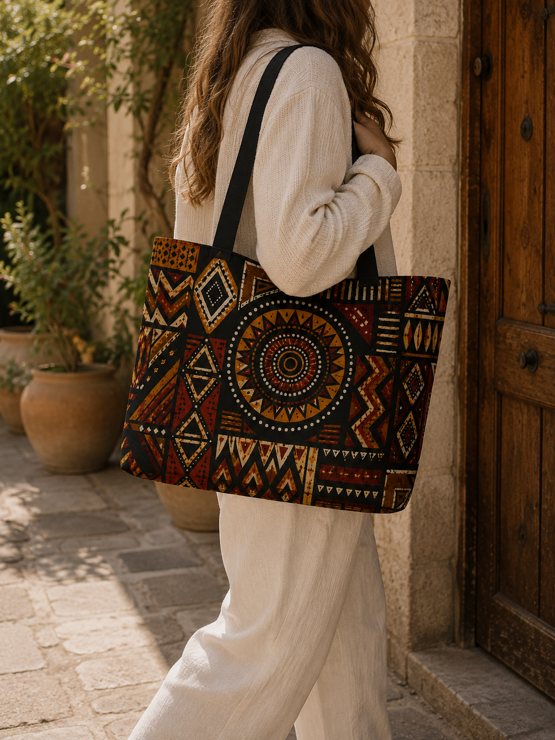 African Tribal Geometric Pattern Weekender Bag Tote Bag