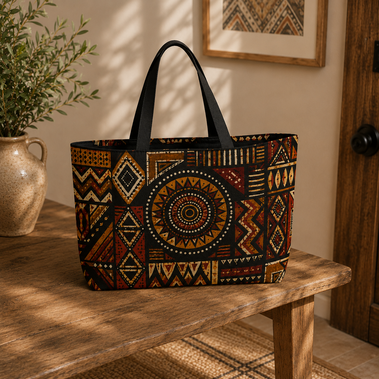 African Tribal Geometric Pattern Weekender Bag Tote Bag