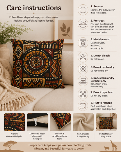 African Tribal Geometric Pillow Case Cover