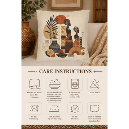 African Silhouette Pattern Pillowcase Cover