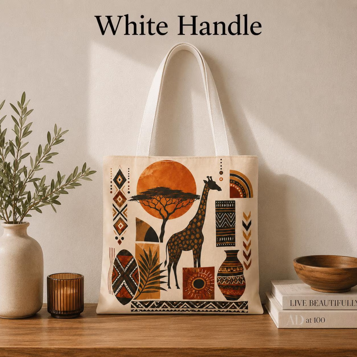 African Safari Giraffe Full Art Tote Bag